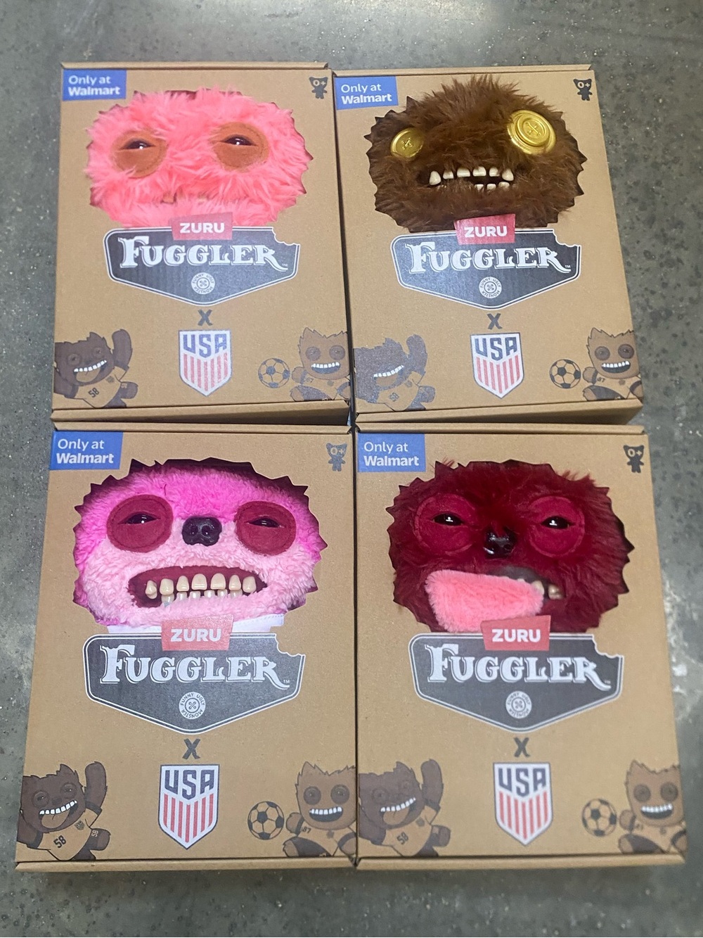 Rare FIFA Fuggler Plush Toys - Complete Set of 4 (Limited Edition Team USA)